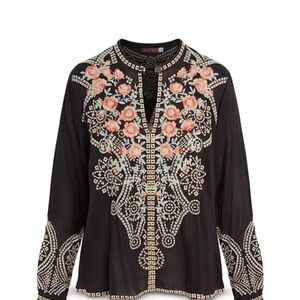 Johnny Was Embroidered Alani Black Blouse